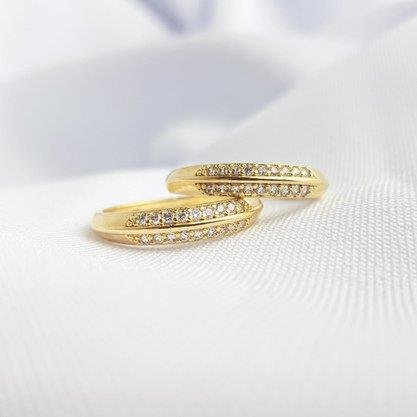 ANEL DUAS FAIXAS CRAVEJADAS FIO NO MEIO| BANHADO EM OURO 18K