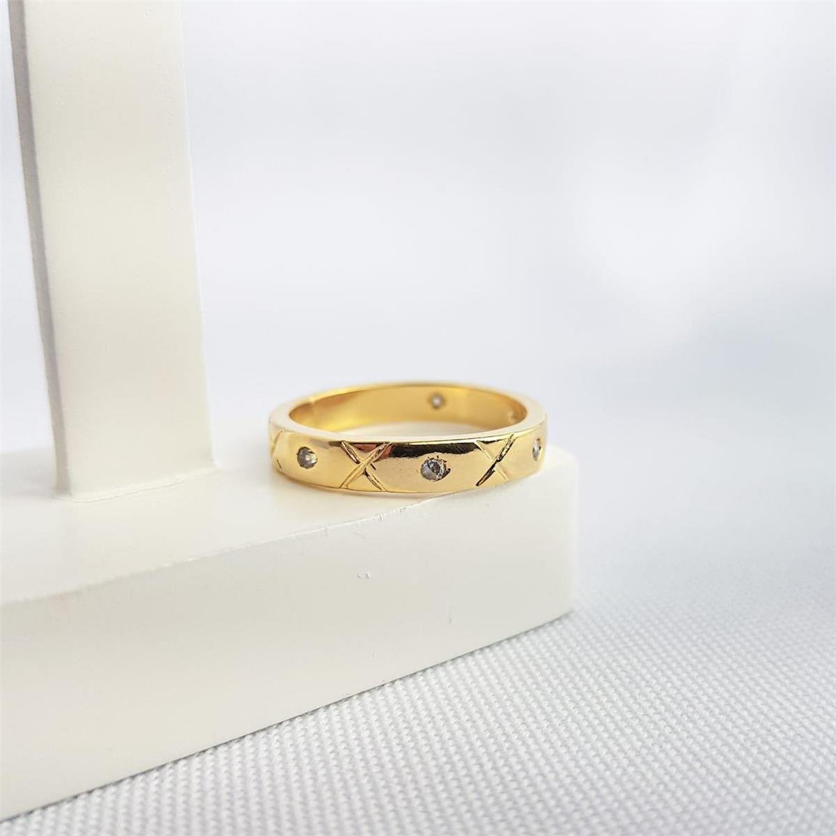 ANEL MEIA ALIANCA X 5 PEDRINHAS DE ZIRC ECOM