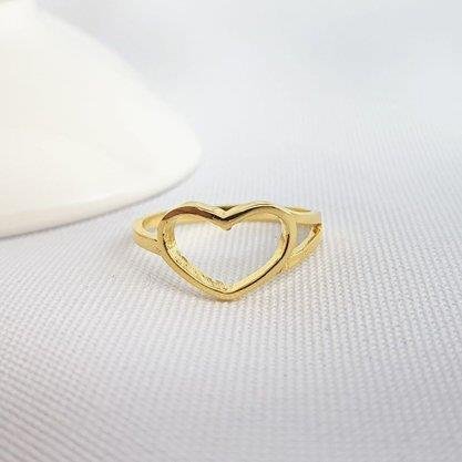 ANEL CORACAO VAZADO ARO DUPLO DE 1 LADO | BANHADO EM OURO 18K
