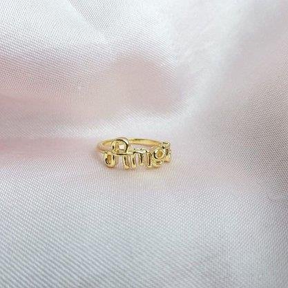 ANEL ESCRITO AMOR EMENDADO | BANHADO EM OURO 18K