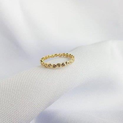 ANEL DELICADO TODO DE CORACOES DE ZIRC| BANHADO EM OURO 18K