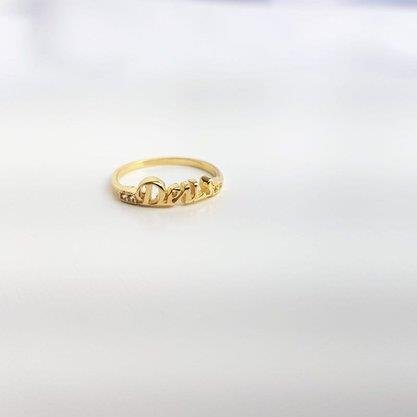 ANEL ESCRITO DEUS 2 PEDRAS CRAV CADA LADO| BANHADO EM OURO 18K