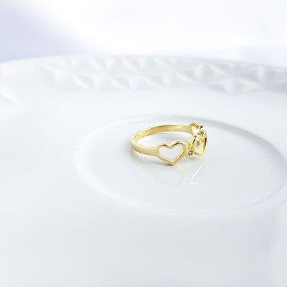 ANEL 3 CORACAO / 2 PONTO LUZ | BANHADO EM OURO 18K