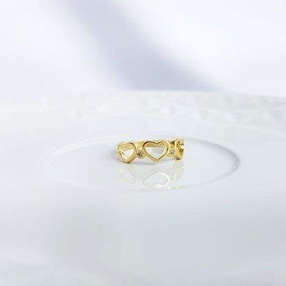 ANEL 3 CORACAO / 2 PONTO LUZ | BANHADO EM OURO 18K