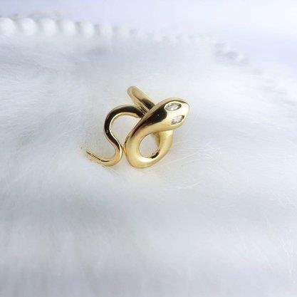 ANEL COBRA OLHO EM ZIRCONIA LISA SIMPLES | BANHADO EM OURO 18K