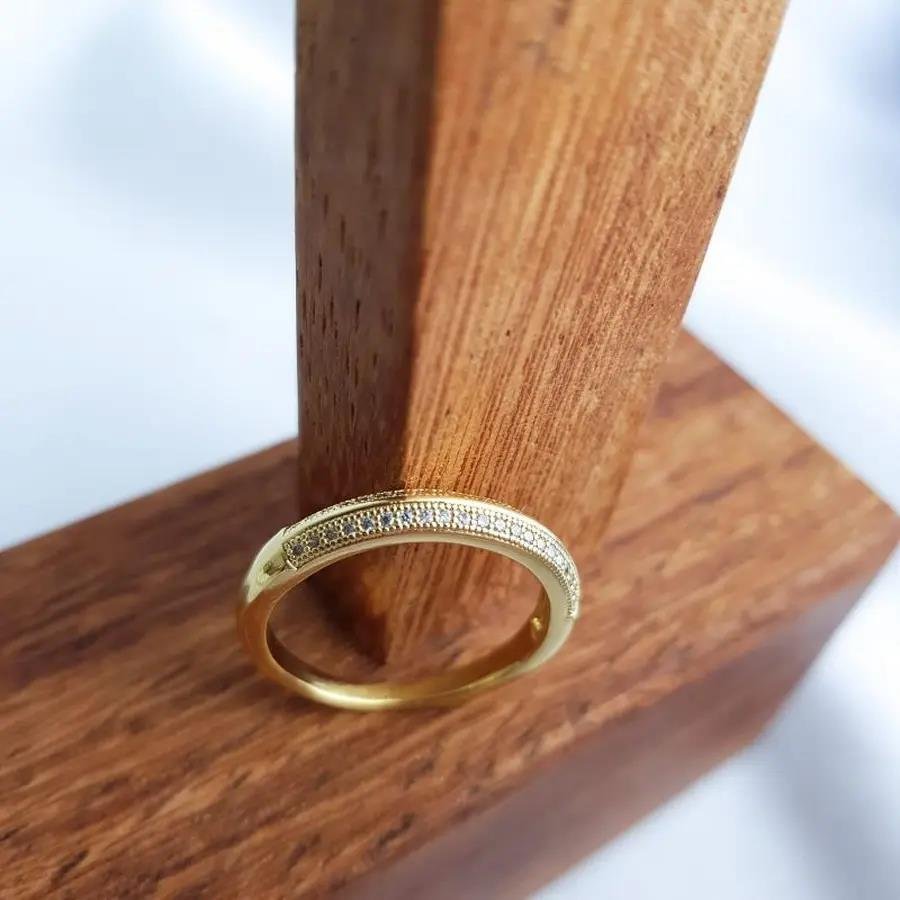 ANEL 2 FILEIRA CRAV 1 FILETE EM DOURADO AO MEIO| BANHADO EM OURO 18K