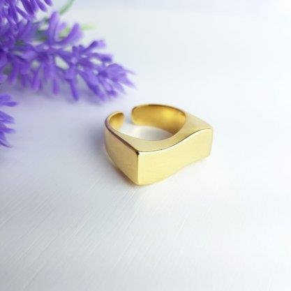 ANEL REGULAVEL CHAPA ONDULADA LISA | BANHADO EM OURO 18K