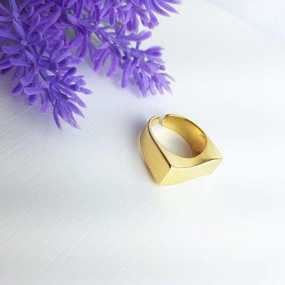 ANEL REGULAVEL CHAPA ONDULADA LISA | BANHADO EM OURO 18K