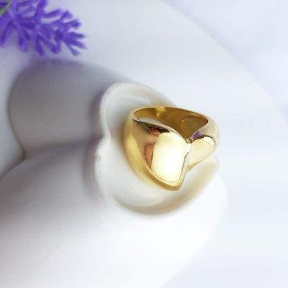 ANEL LARGO 2 GOTA LISA GRUDADA 2CM| BANHADO EM OURO 18K