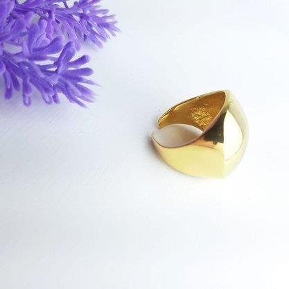 ANEL REGULAVEL CHAPA REDONDA LISA | BANHADO EM OURO 18K