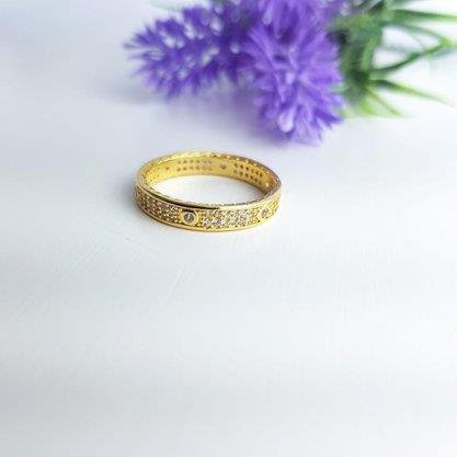 ANEL TODO CRAVEJADO ZIRC FORMAS GEOMETRICAS| BANHADO EM OURO 18K