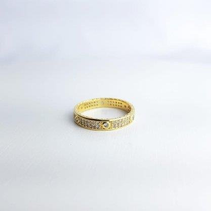 ANEL TODO CRAVEJADO ZIRC FORMAS GEOMETRICAS| BANHADO EM OURO 18K