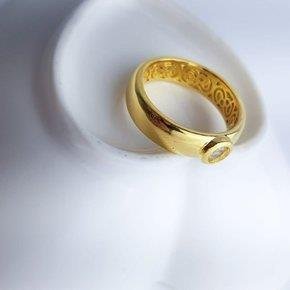 ANEL MEIA ALIANCA LISO PONTO LUZ | BANHADO EM OURO 18K