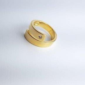 ANEL 2 AROS ABERTOS COM 1 ZIRC CRISTAL | BANHADO EM OURO 18K