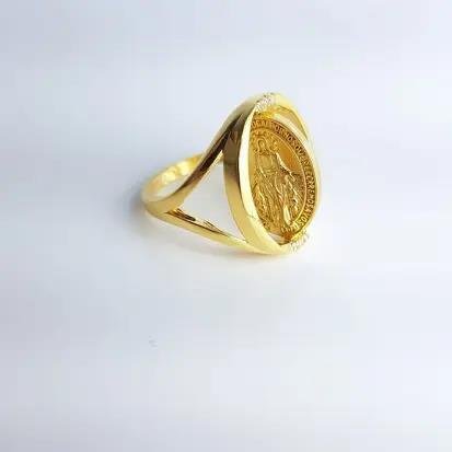 ANEL 3ZIRC MEDALHA NOSSA SENHORA GIRATORIA| BANHADO EM OURO 18K