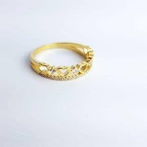 ANEL DUPLO1FILEIRA CRAV/FILEIRA CORACOES/ZIRC| BANHADO EM OURO 18K