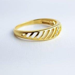 ANEL ARO LISO VAZADOS 1ARO CRAV CRISTAL | BANHADO EM OURO 18K