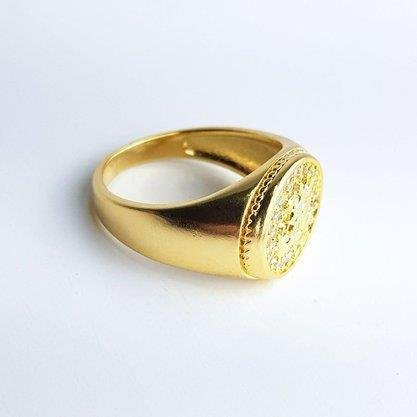 ANEL SAO JORGE NO MEIO CRAV REDOR/TRABALHADO| BANHADO EM OURO 18K