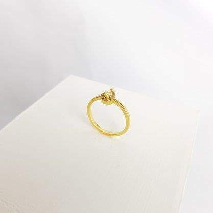 ANEL FINO PEDRA GOTA AMARELA 5MM CRAV REDOR | BANHADO EM OURO 18K