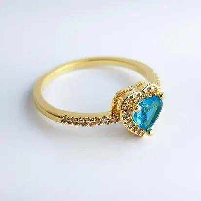 ANEL PEDRA CORAC AZUL THIFANY BORDA/ARO | BANHO DE OURO 18K \CRAV ECOMM