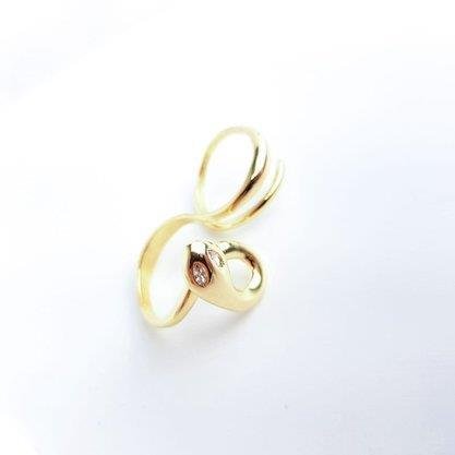 ANEL DUPLO COBRA ENROLADA LISA OLHO ZIRC 4CM | BANHADO EM OURO 18K
