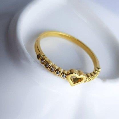 ANEL CORACAO P VAZ LADOS CRAV BORDAS REDONDAS| BANHADO EM OURO 18K