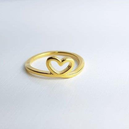 ANEL INFAN ARO FINO CORAC TRANCADO VAZAD| BANHADO EM OURO 18K