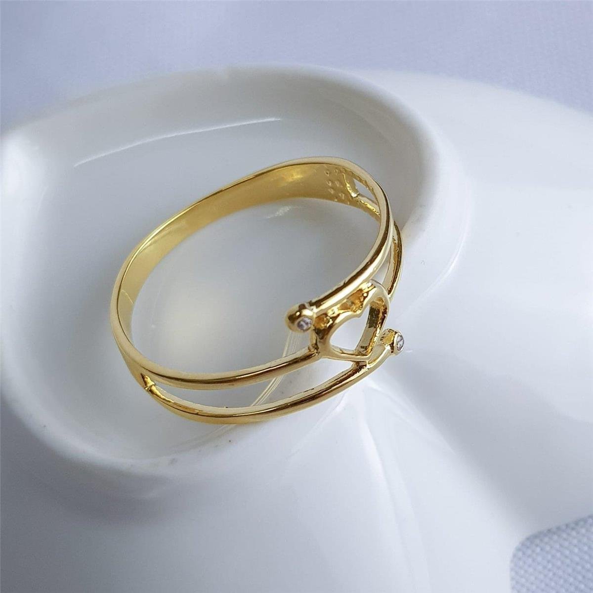 ANEL 3 AROS CORACAO VAZADO E ZIRCONIA | BANHADO EM OURO 18K