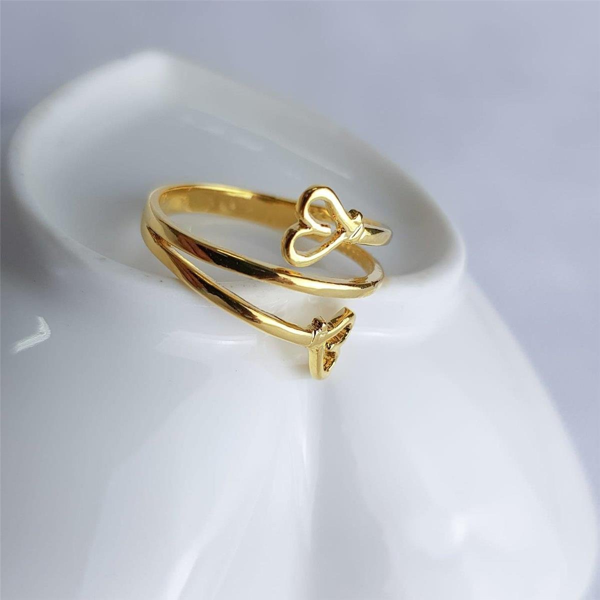 ANEL 1 ARO LISO 2 AROS ABERTOS CORACOES ECOMM