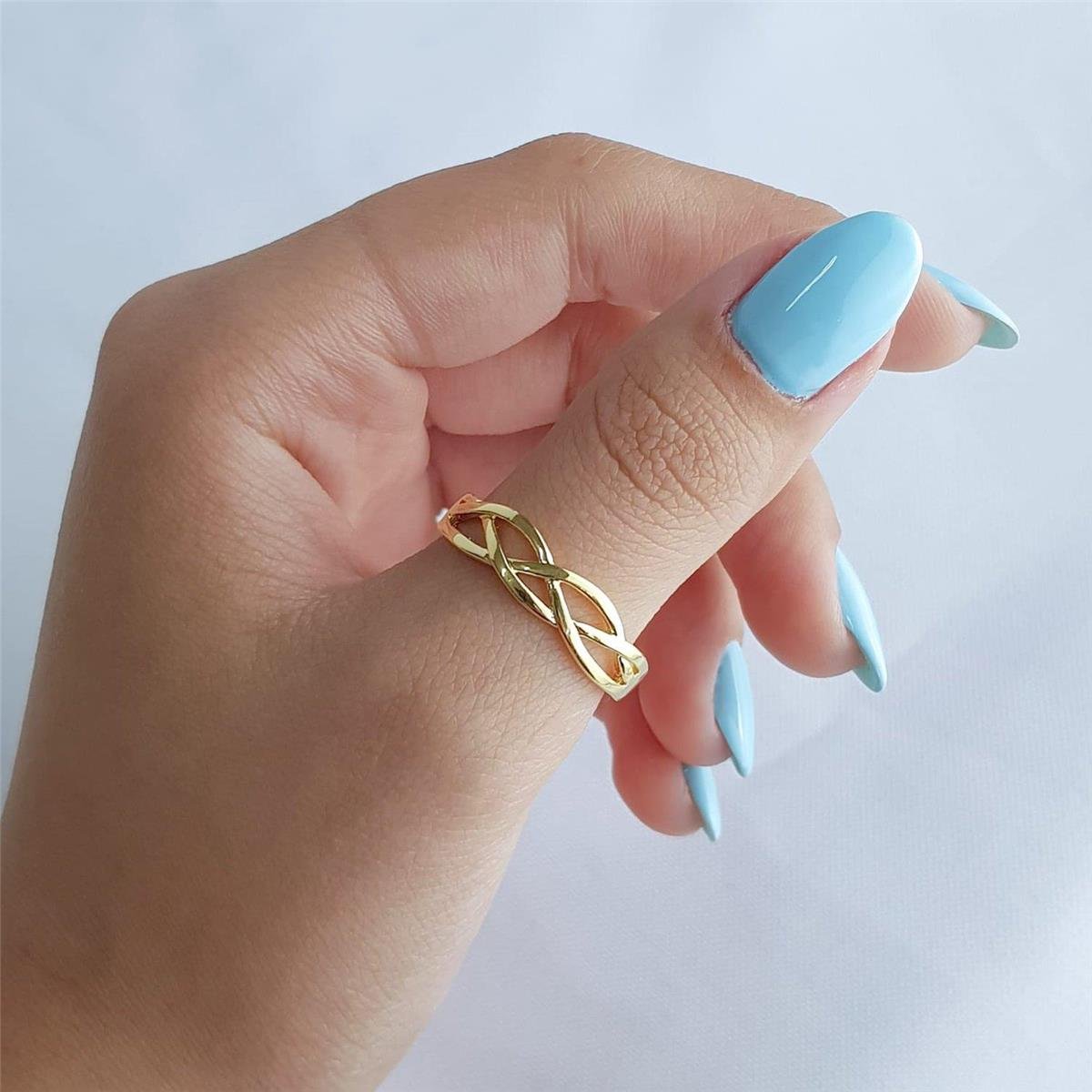 ANEL 3 FIOS TRANCADOS LISOS | BANHADO EM OURO 18K