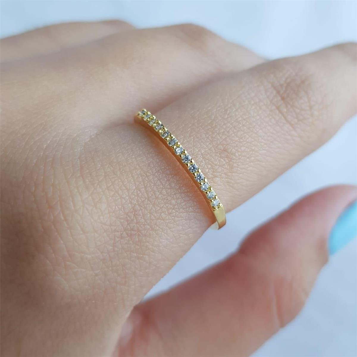 ANEL APARADOR AVULSO 1 FILEIRA CRAVEJADA 2MM | BANHO DE OURO 18K ECOMM
