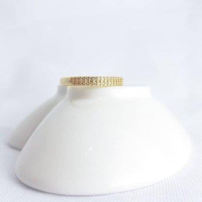 ANEL COM 2 FILEIRAS CRAVEJADAS CRISTAL | BANHADO EM OURO 18K