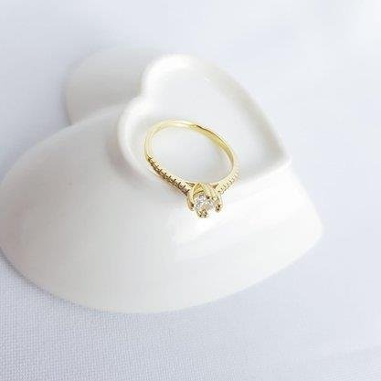 ANEL SOLITARIO ARO CRAV 4GARRAS DUPLAS |BANHADO EM OURO 18K