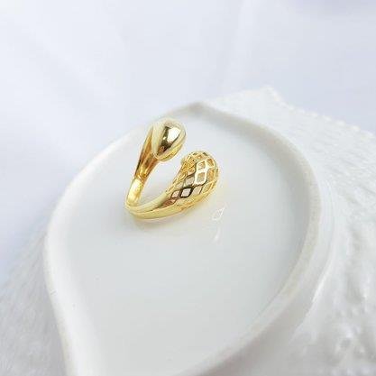 ANEL ARO ABERTO/REGULAVEL 2 GOTAS LISA/VAZADA | BANHADO EM OURO 18K