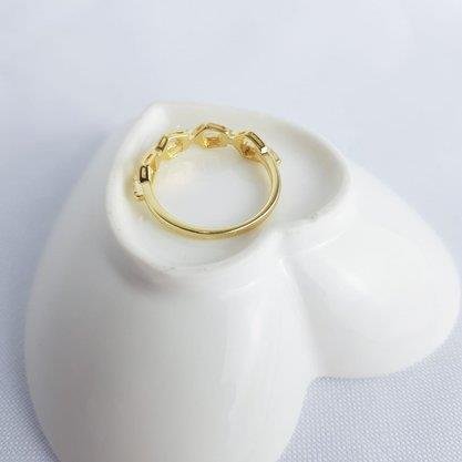 ANEL DE ELOS LISOS VAZADOS MINI FILETES CRAV | BANHADO EM OURO 18K