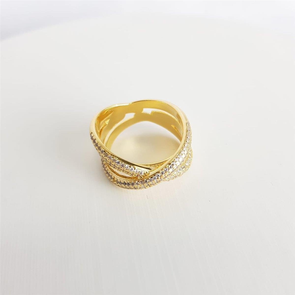 ANEL 3 FILETES CRAV 1 MEIO 1 EM X MICRO CRAV | BANHADO EM OURO 18K