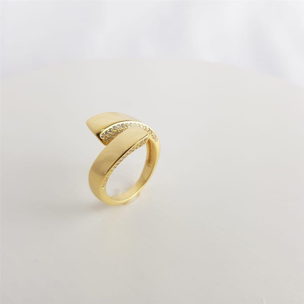 ANEL REGULAVEL ABERTO 2 FILETES LISO/ CRAV| BANHADO EM OURO 18K