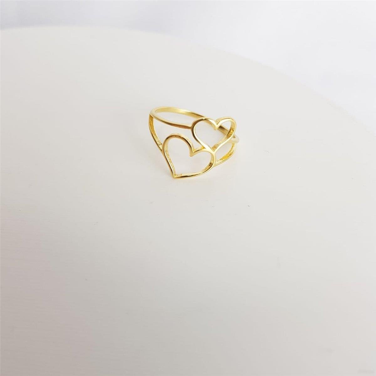 ANEL ARO DUPLO 1MM 2 CORACOES VAZADOS 9MMX7MM ECOM