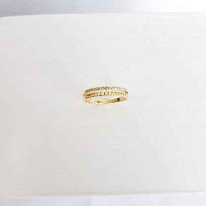ANEL FALANGE ARO DUPLO 1 DE ELOS E 1 CRAV| BANHADO EM OURO 18K