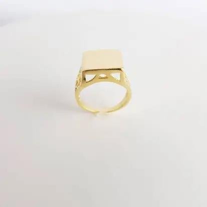 ANEL CHAPA LISA 1,3CM LATERAL DETALHES VAZAD | BANHADO EM OURO 18K