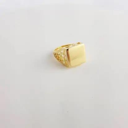 ANEL CHAPA LISA 1,3CM LATERAL DETALHES VAZAD | BANHADO EM OURO 18K