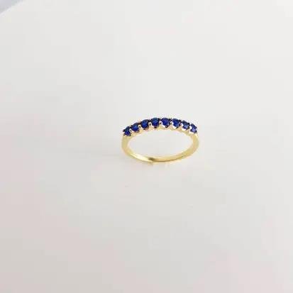 ANEL MEIA ALIANCA COM 8 ZIRCONIAS AZUL 3MM ECOMM