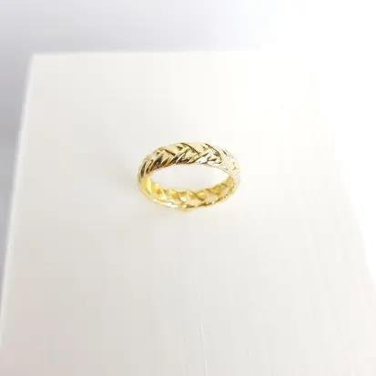 ANEL ARO COM 2 FIOS FILETES LISOS E TRANCADOS| BANHADO EM OURO 18K