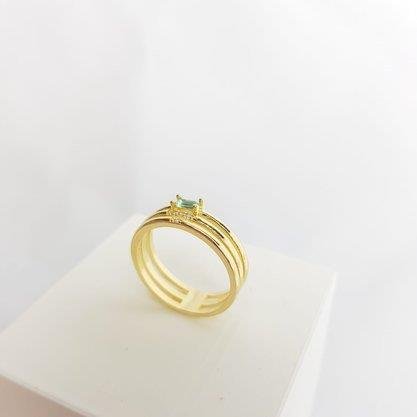 ANEL ARO TRIPLO 4 ZIRC 1 ZIRC RETANG AZUL ECOMM