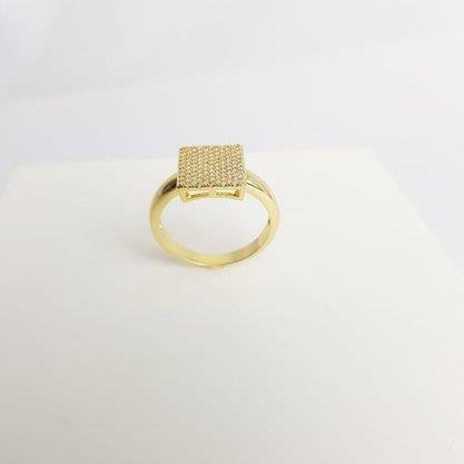 ANEL CHUVERINHO QUADRADO MICROCRAV| BANHADO EM OURO 18K