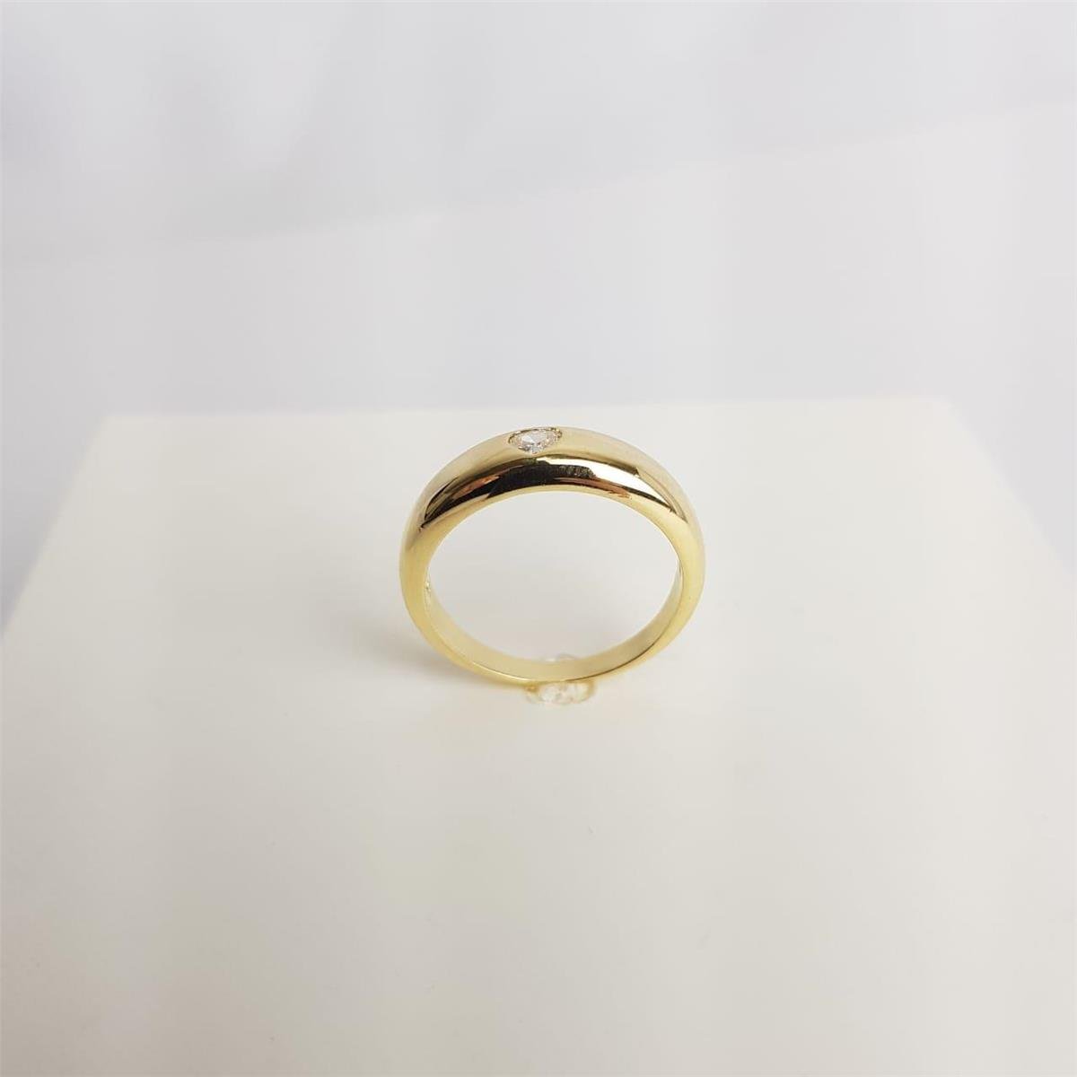 ANEL MEIA ALIANCA C/ ZIRC CORACAO CRISTAL| BANHADO EM OURO 18K