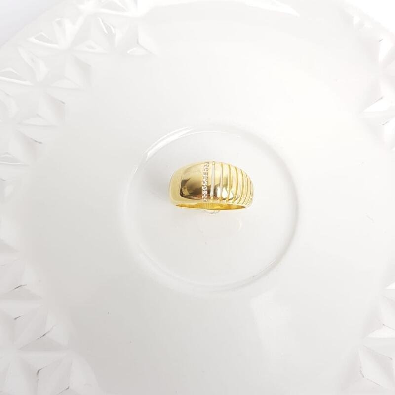 ANEL BALOADO 1 FILETES CRAV DETALHES LINHAS |BANHADO EM OURO 18K
