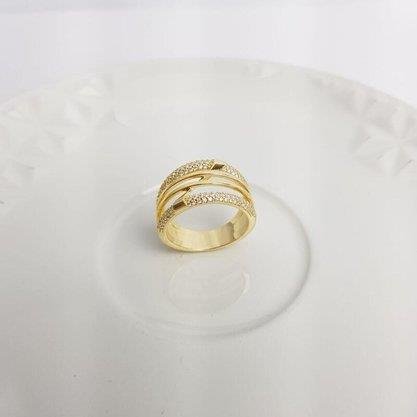 ANEL 2 AROS CRAV 2 AROS LISOS FILETE DIAGONAL| BANHADO EM OURO 18K