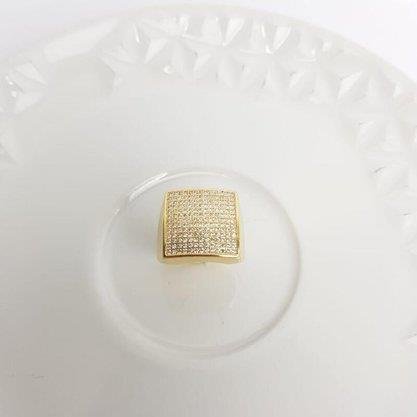 ANEL BASE QUADRADA MICROCRAVEJADA | BANHADO EM OURO 18K
