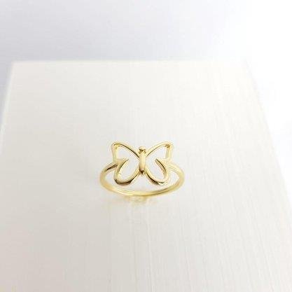 ANEL COM ENTREMEIO BORBOLETA VAZADA LISA | BANHADO EM OURO 18K